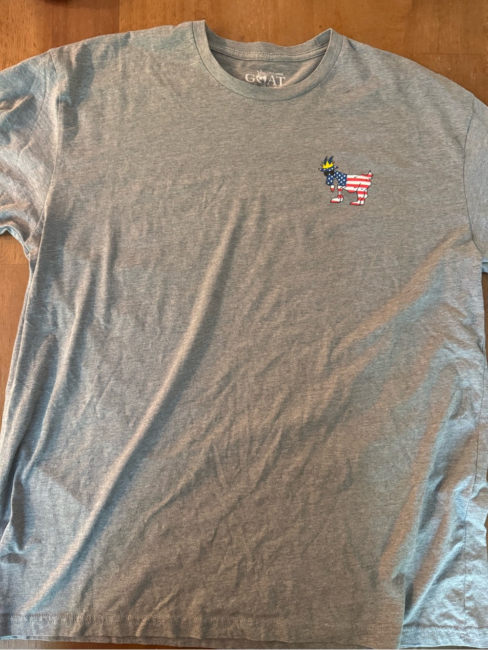 GOAT Men's Short-Sleeve Crewneck T-Shirt in Heather Gray with Flag Dog Logo